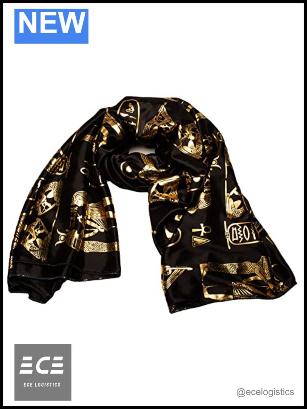 Hieroglyphic Pharaonic Scarf 100% Rayon Egyptian Gods Lightweight Large